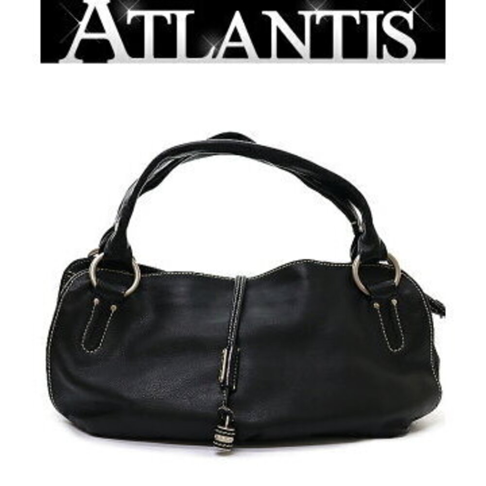 Celine Leather One Shoulder Hobo Bag Black